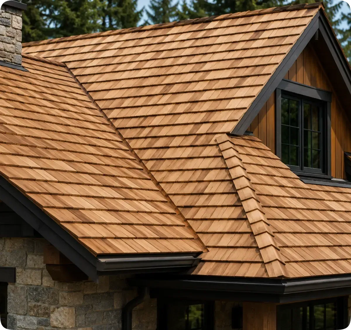 Cedar shake roofing