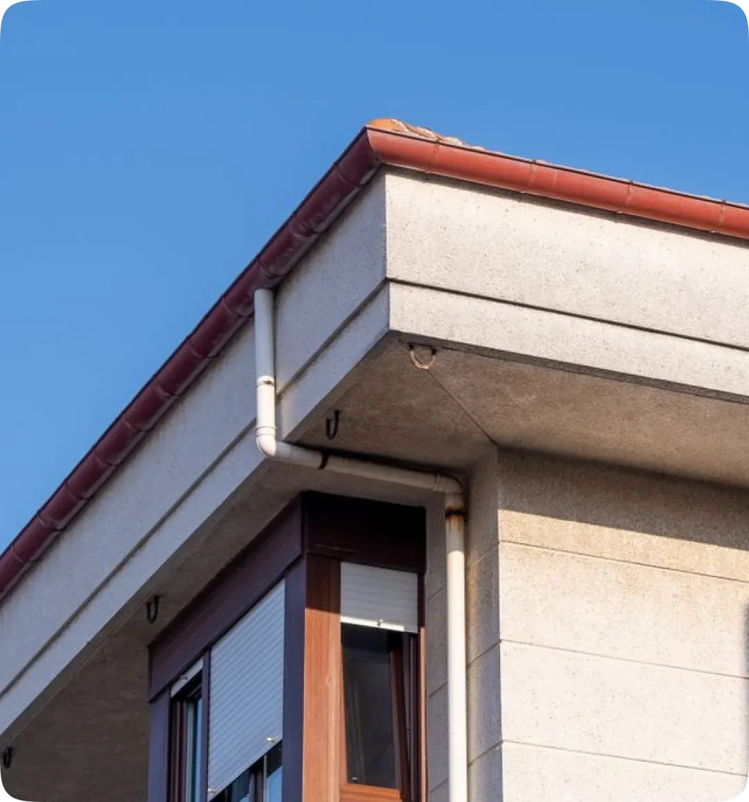 Building fascia and soffit showing effects of Vancouver climate