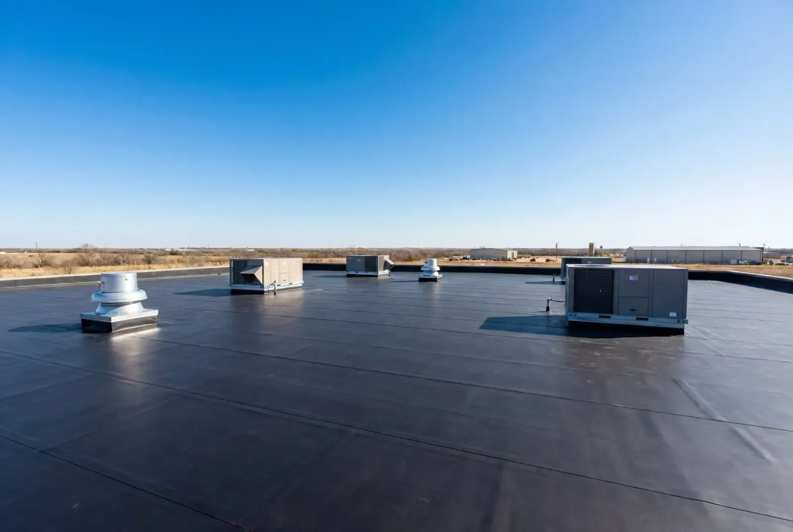 EPDM rubber roofing membrane on commercial building