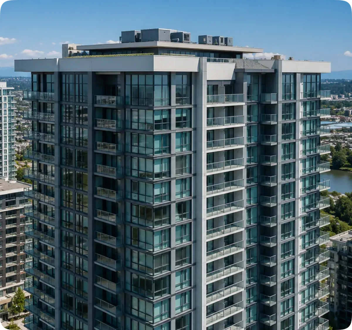 High-rise tower roofing installation
