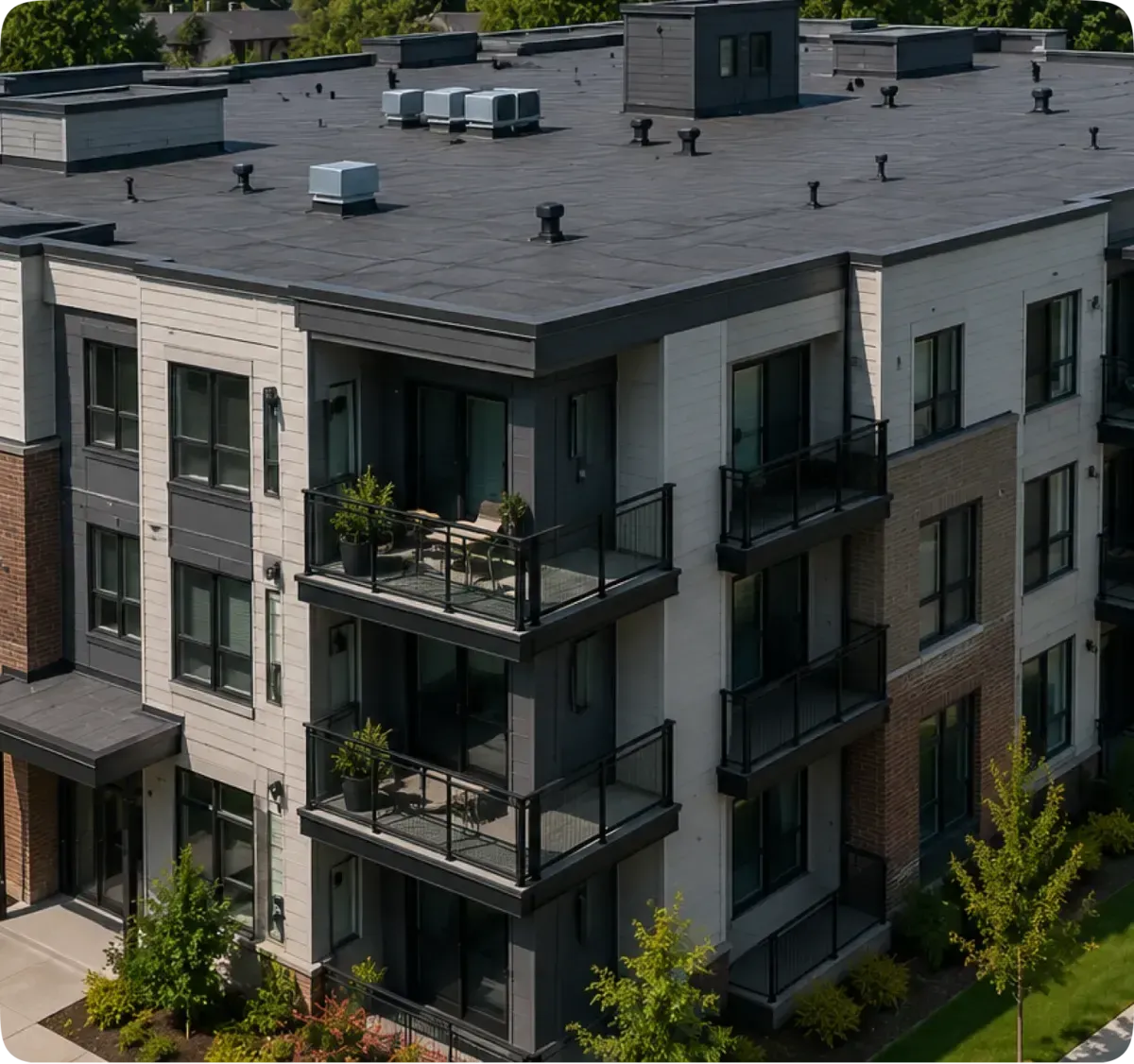 Low-rise condo roofing installation
