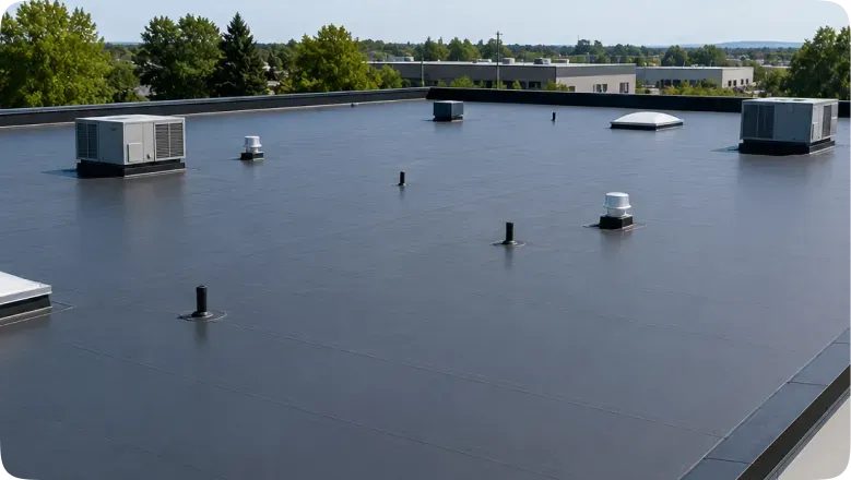 Membrane restoration on commercial flat roof
