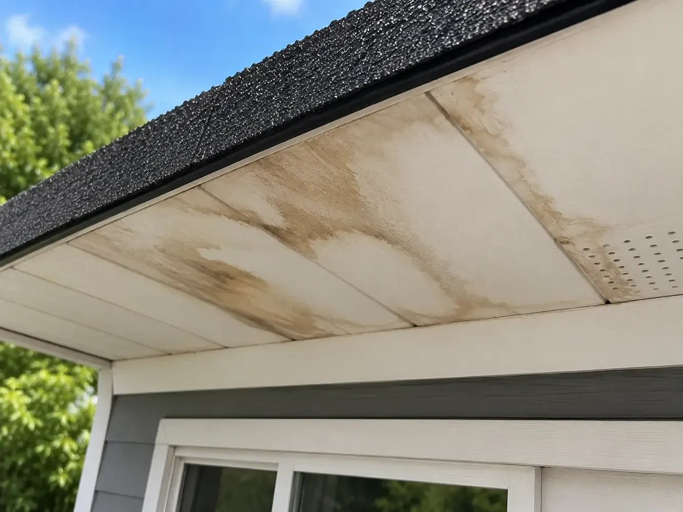 Moisture stains on soffits