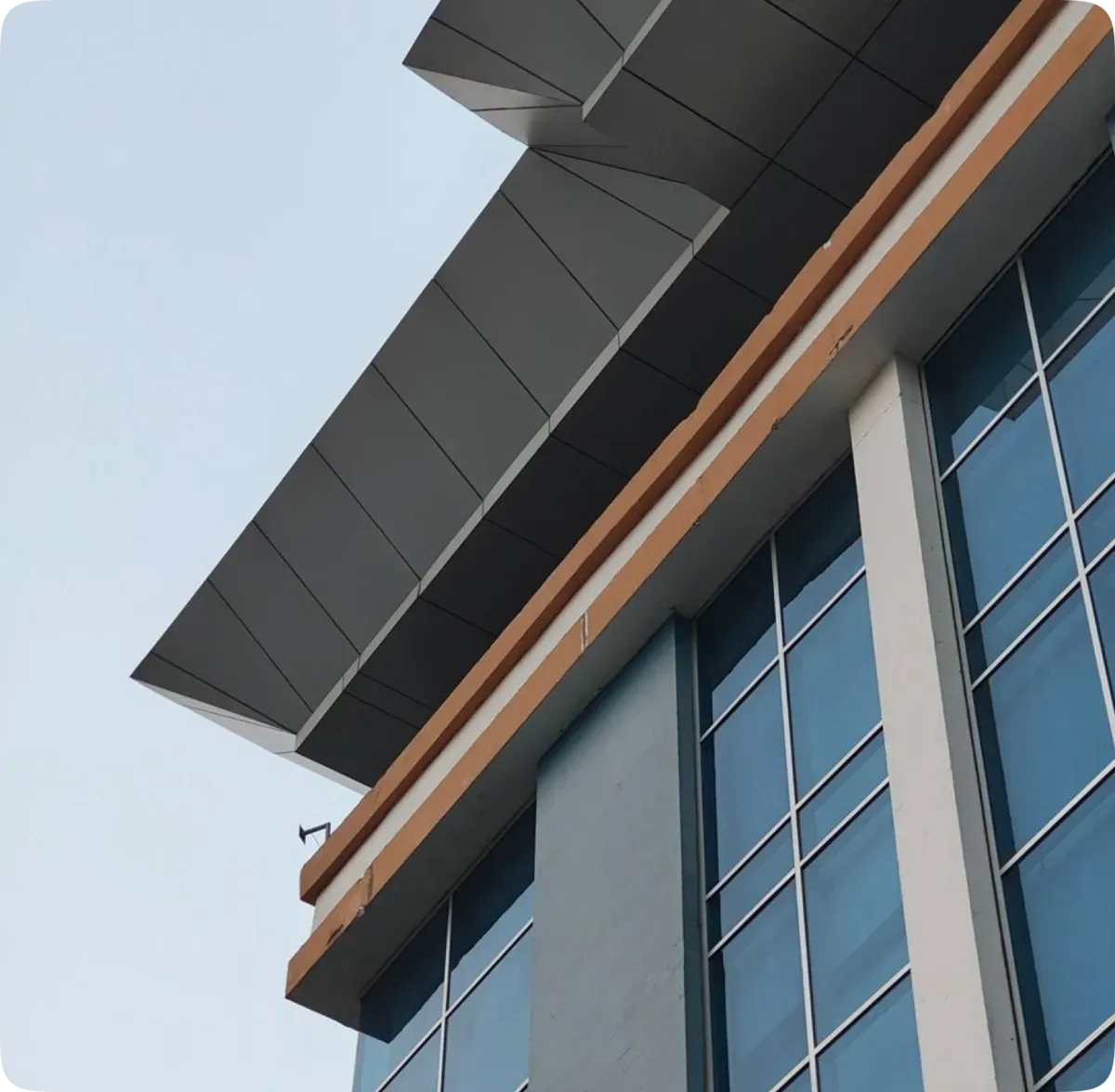 Commercial office building roofing installation