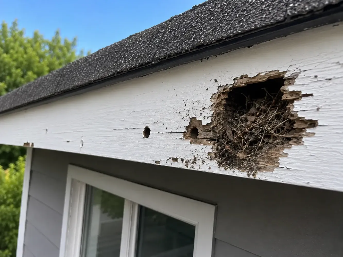 Pest entry points or nests in fascia and soffit