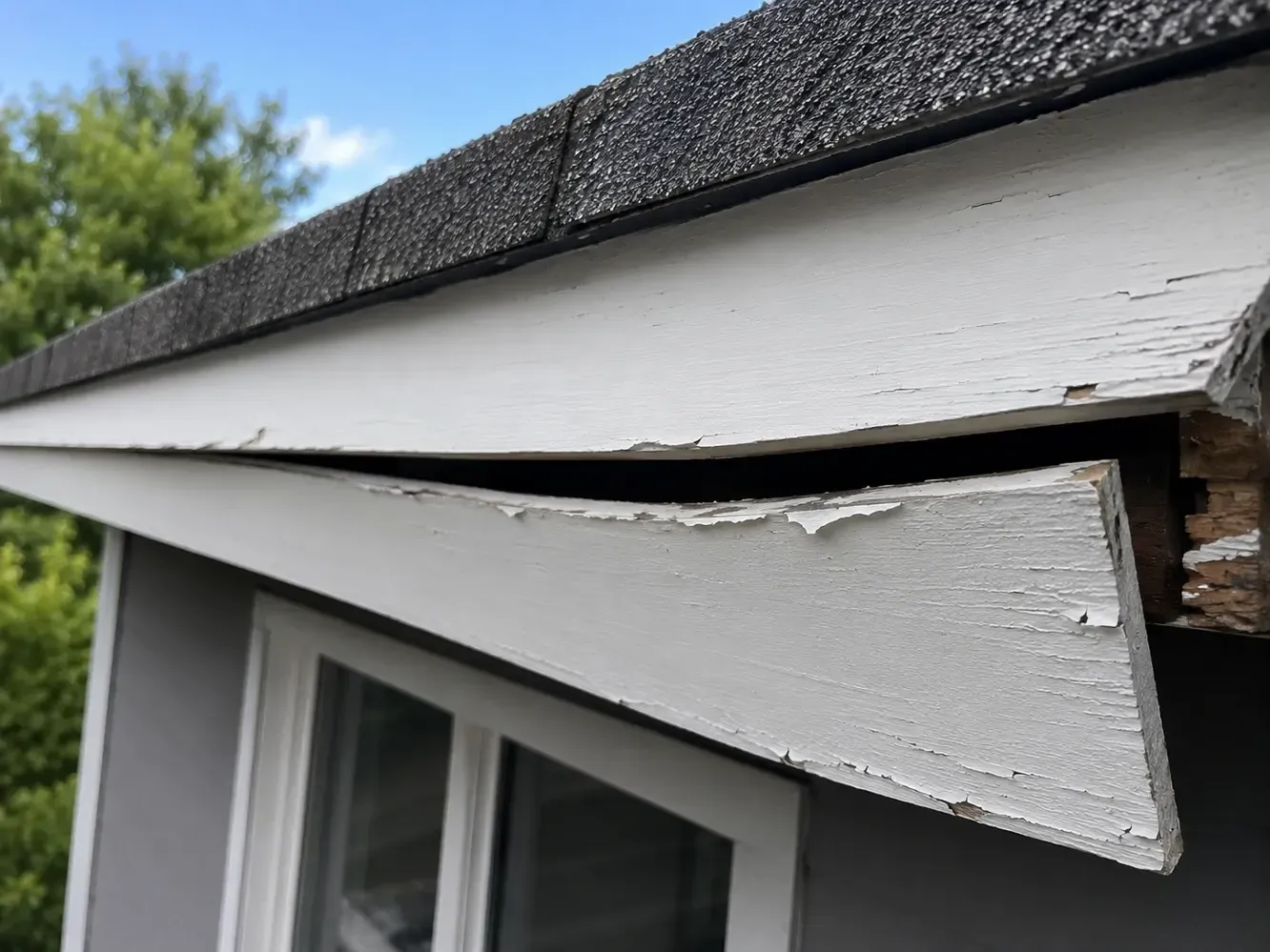 Fascia sagging or pulling away from roofline