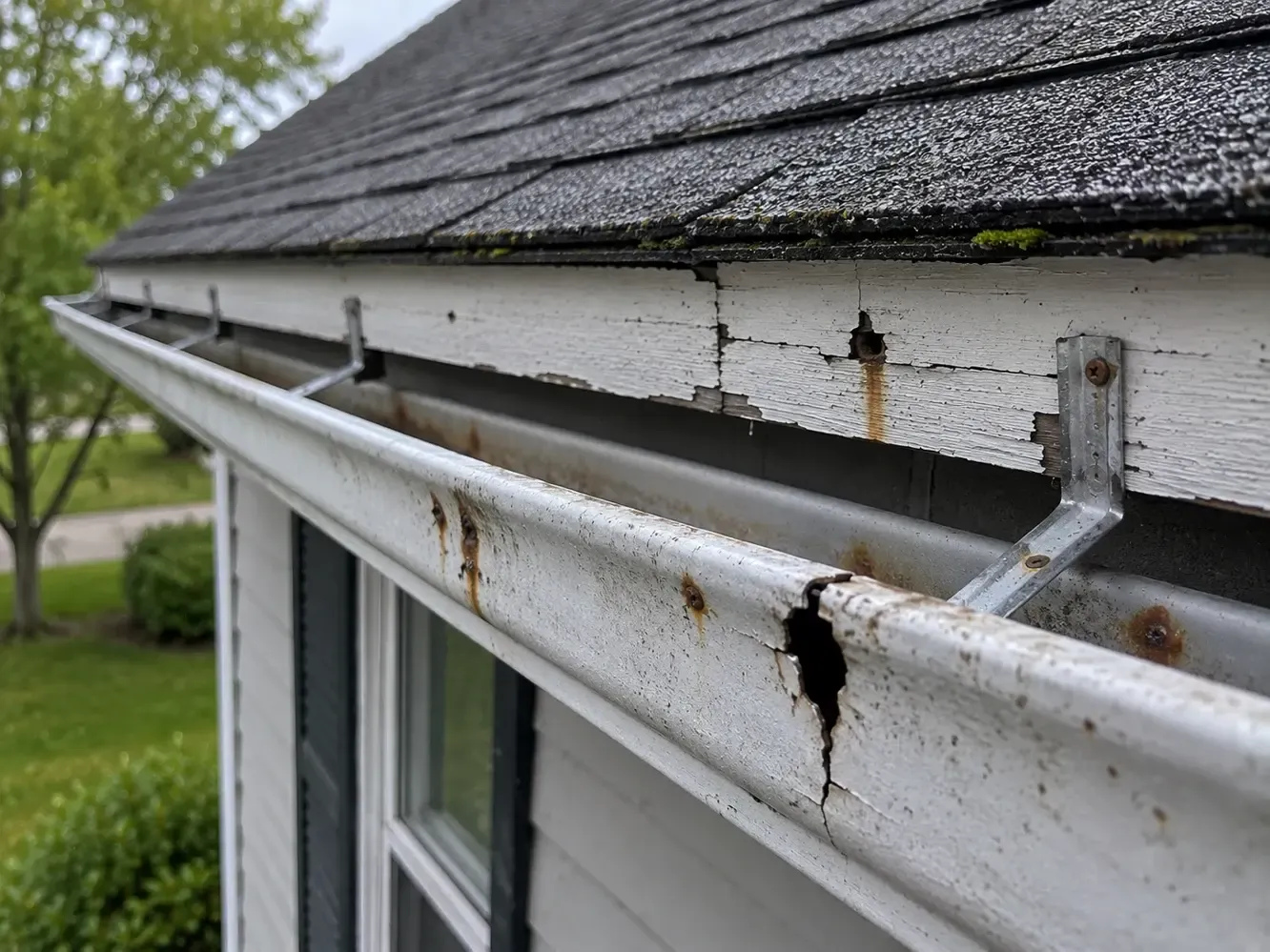Sagging or pulling gutters away from roofline