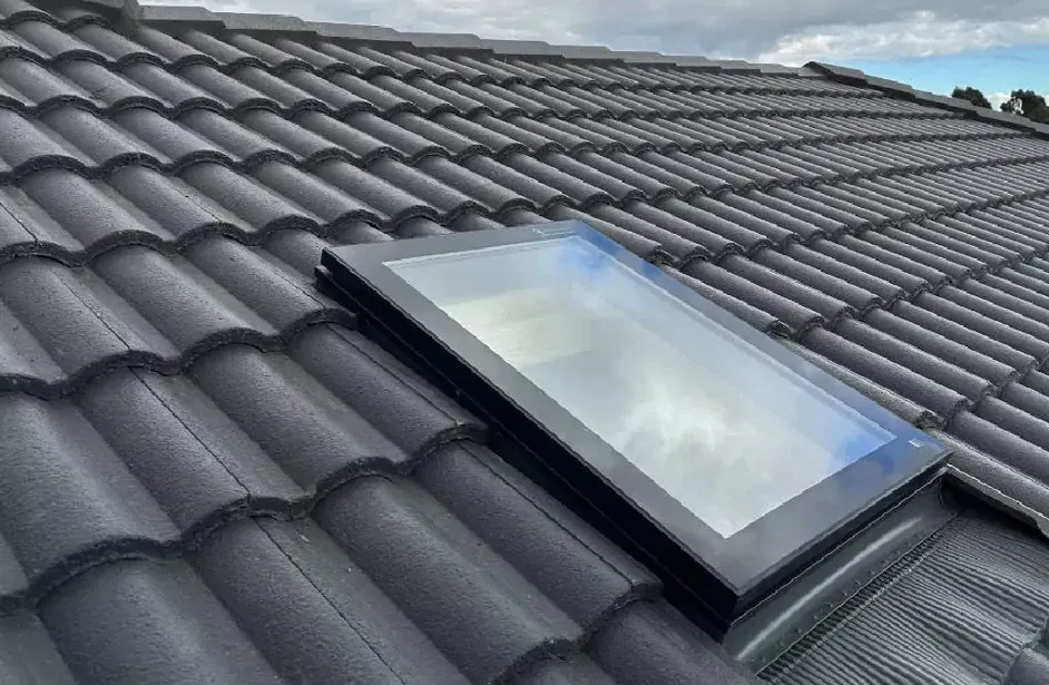 Skylight installed on tile roof bringing natural light