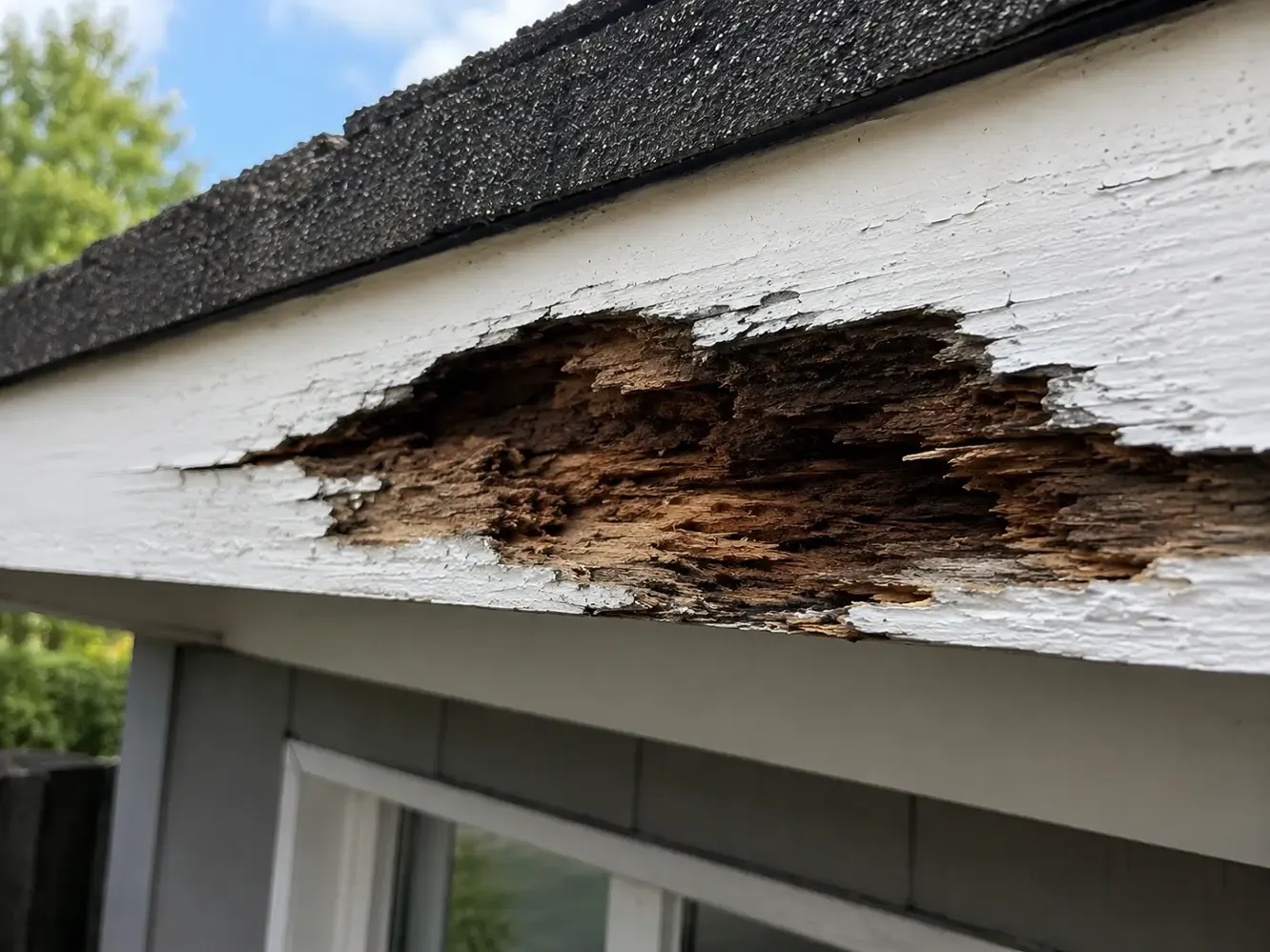 Visible rot or soft spots on fascia