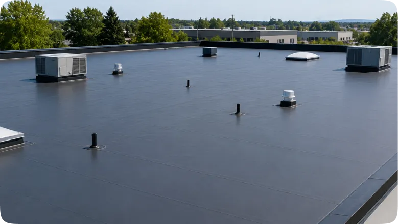 Membrane restoration on commercial flat roof