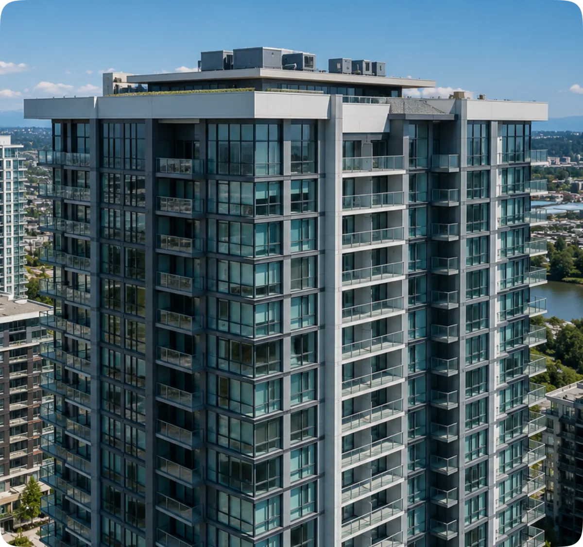 High-rise tower roofing installation
